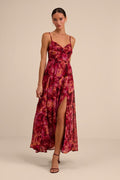 Beautiful Soul Burgundy Floral Print Twist Front Maxi Dress