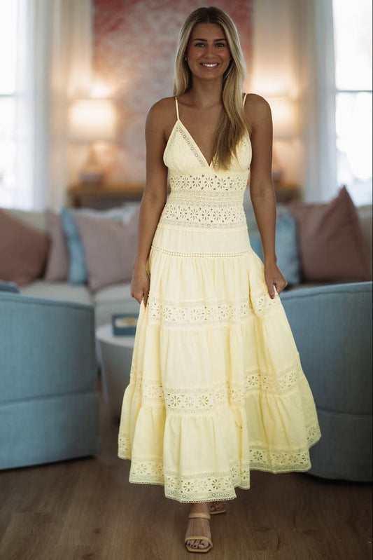 Romance Edit Midi Dress Lemon Yellow Medium