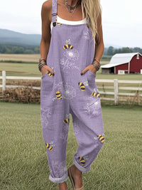 Chloe | Bee Blossom Jumpsuit Adjustable Straps Relaxed Fit Purple