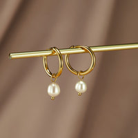 Larkspur – Classic Pearl Hoop Earrings