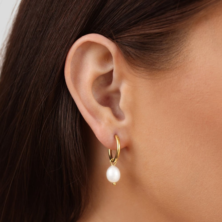 Larkspur – Classic Pearl Hoop Earrings