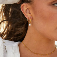 Larkspur – Classic Pearl Hoop Earrings