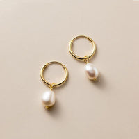 Larkspur – Classic Pearl Hoop Earrings
