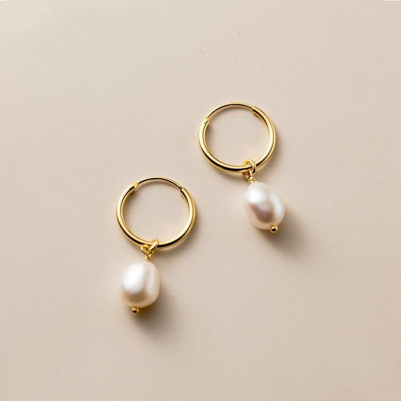 Larkspur – Classic Pearl Hoop Earrings