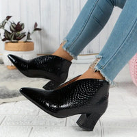 Bellavina | Women's Block Heel Textured Ankle Boots