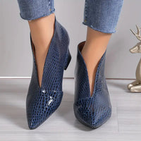 Bellavina | Women's Block Heel Textured Ankle Boots