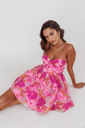 Belle Enchante Cami Strap Jacquard Mini Dress Pink