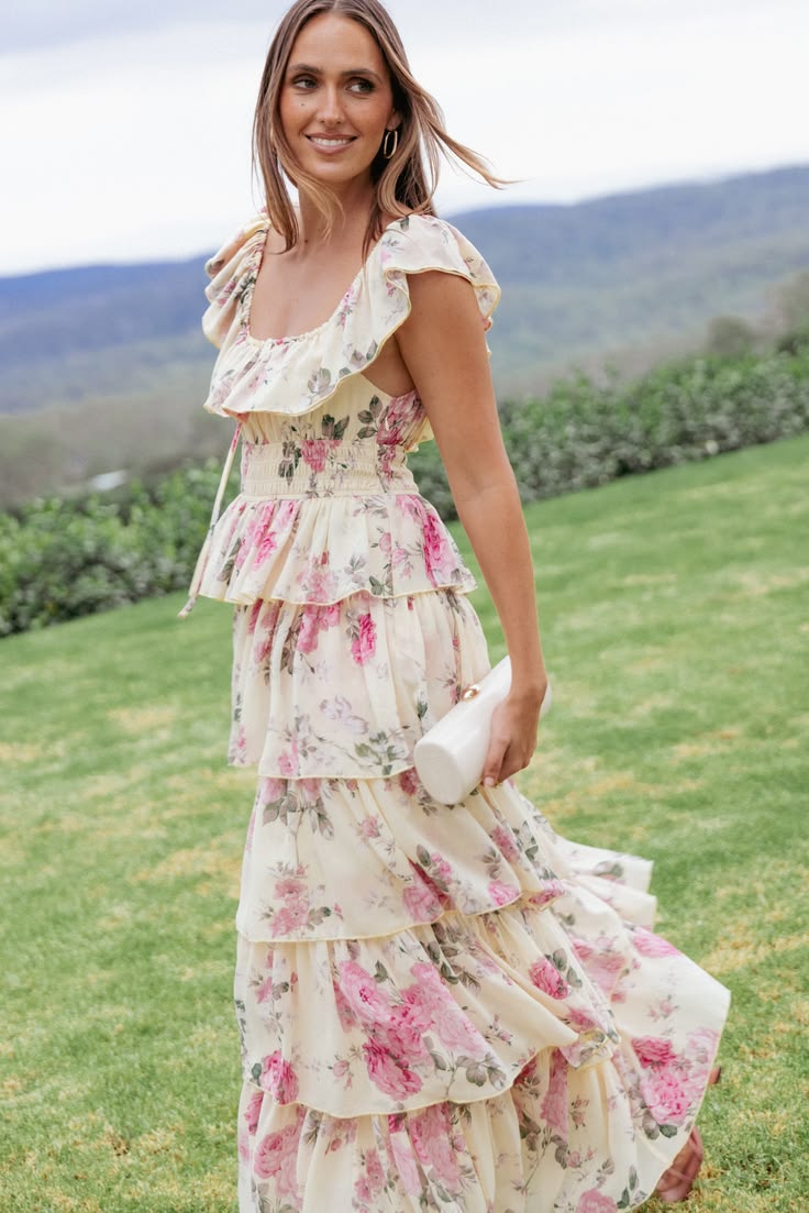 Belle Maxi Dress Yellow Floral