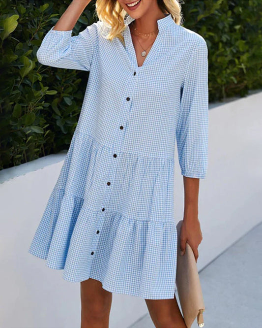 Bernadette | Women's Gingham Check Button Down Dress