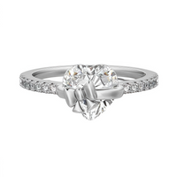 Bow Heart Silver Ring