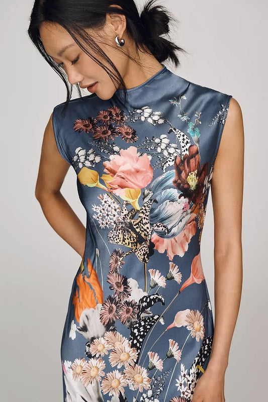 Maeve Charlette Satin Midi Dress