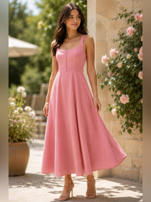 Wayf Dress Wayf Blush Pink Romantic Cottagecore Midi Dress Nw Color: