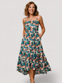 Dress New Shari Tank Maxi Dress Deep Blue Floral Size S Color: Blue