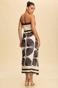 Black & Beige Tropical Dress