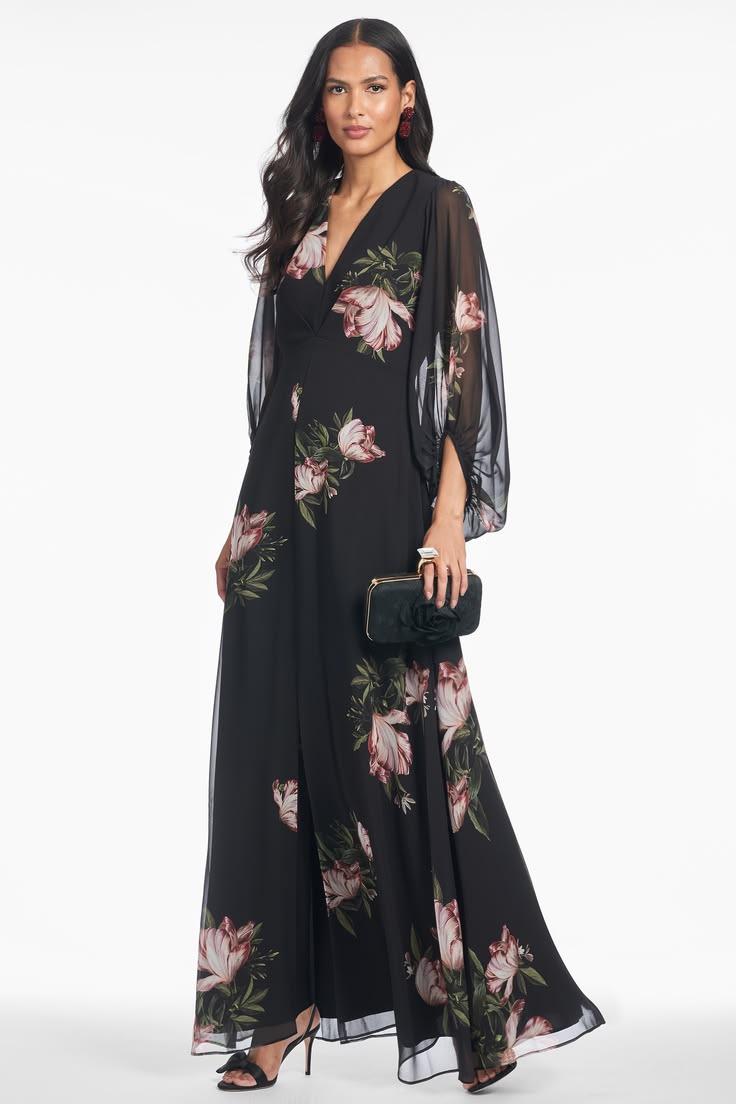 Black Jenny Gown Noir Blossom