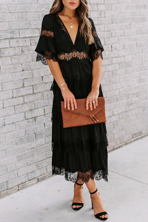 Black Love And Affection Lace Maxi Dress 3 Colors