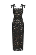 Black Lucretia Sleeveless Lace Bow Maxi Dress
