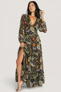 Black Womens Bowman Deep V Maxi Dress Multi Floral Size: Small