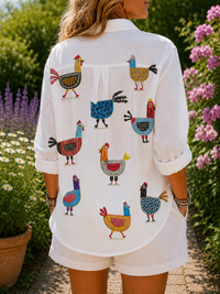 Jessica - Playful Hens Blouse