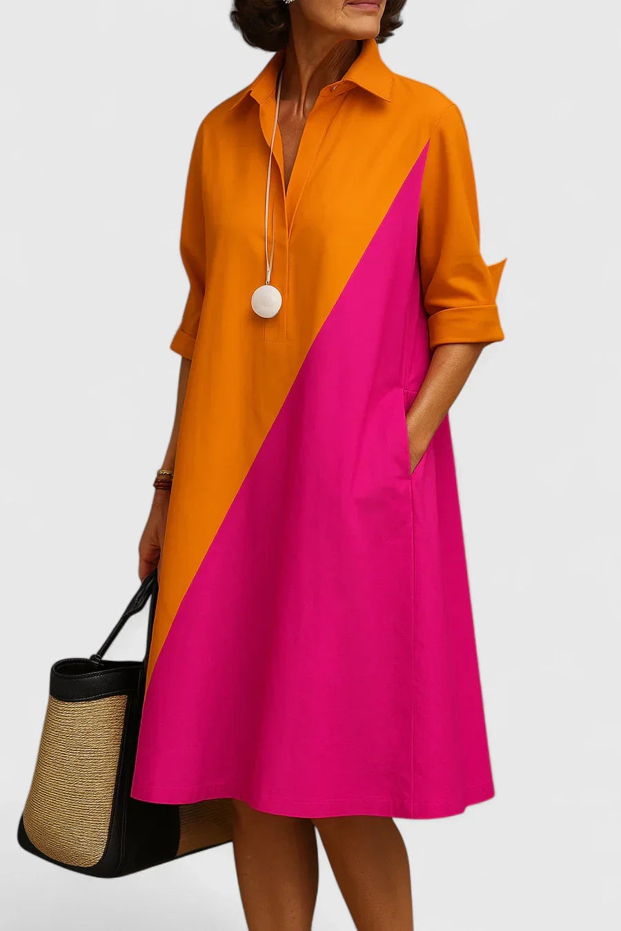 Auryzzella | Elegant Midi Dress Orange Pink