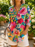 Holly - Vibrant Artistic Blouse with Buttoning