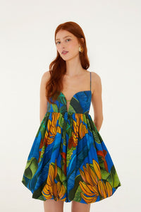 Blue Banana Grapes Sleeveless Organic Cotton Mini Dress Farm Rio