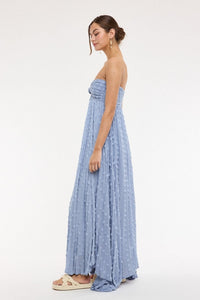 Willow Blue Clip Dot Strapless Maxi Dress
