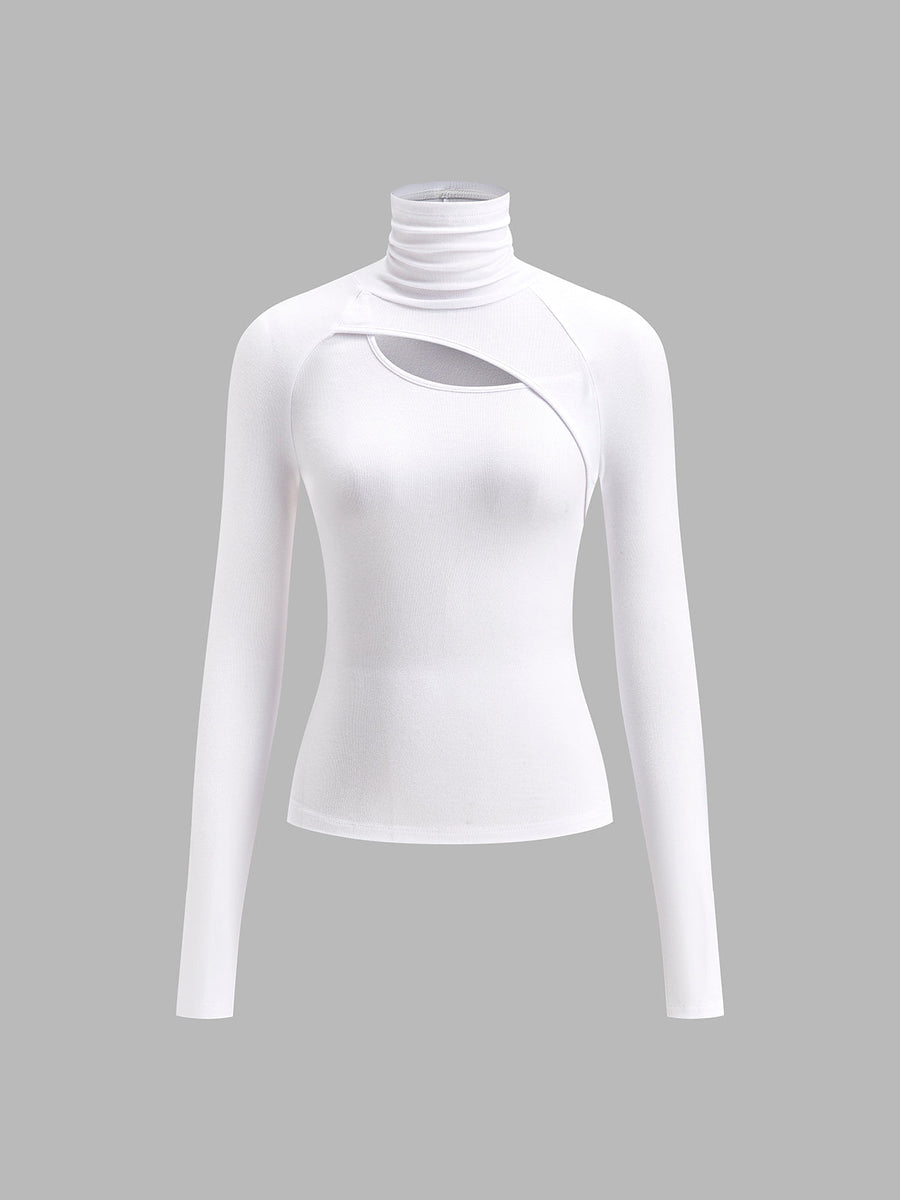 Brenna | Women's Mock Neck Cutout Long Sleeve Top