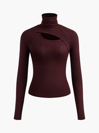 Brenna | Women's Mock Neck Cutout Long Sleeve Top