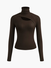 Brenna | Women's Mock Neck Cutout Long Sleeve Top