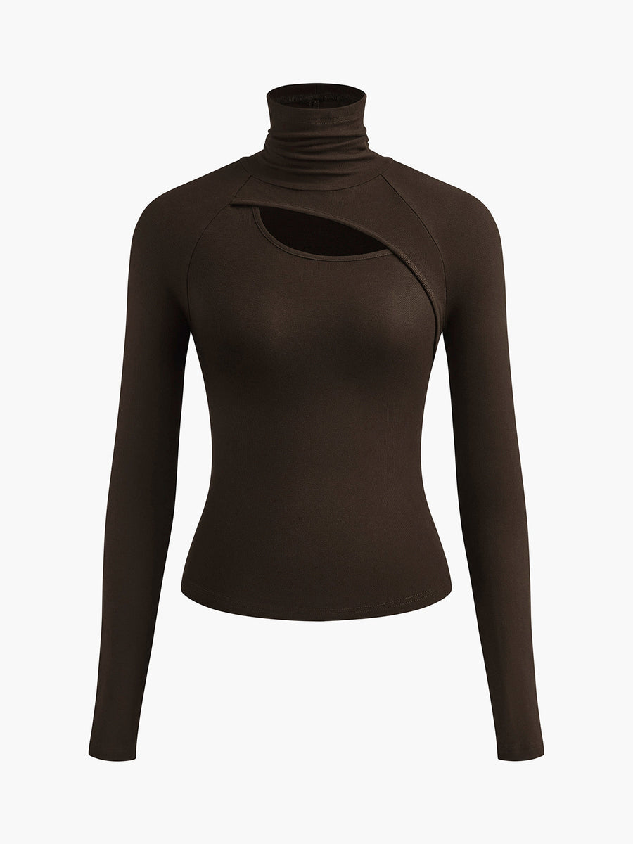 Brenna | Women's Mock Neck Cutout Long Sleeve Top