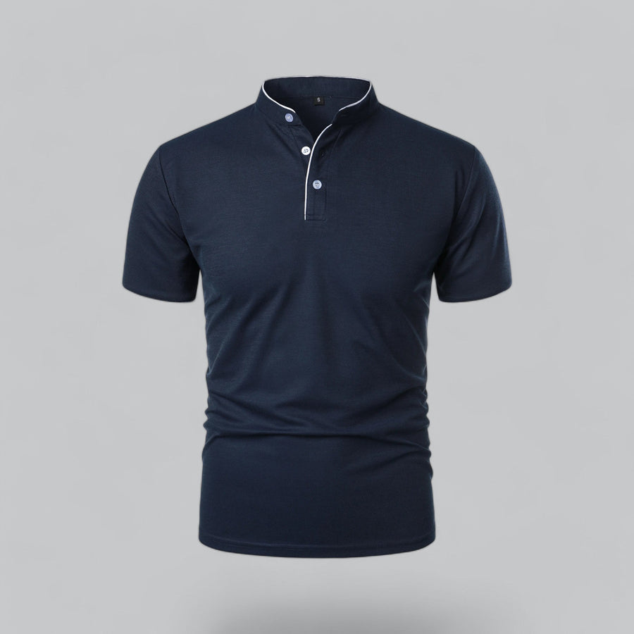 Brennan | Men's Mandarin Collar Short Sleeve Polo Shirt