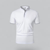 Brennan | Men's Mandarin Collar Short Sleeve Polo Shirt