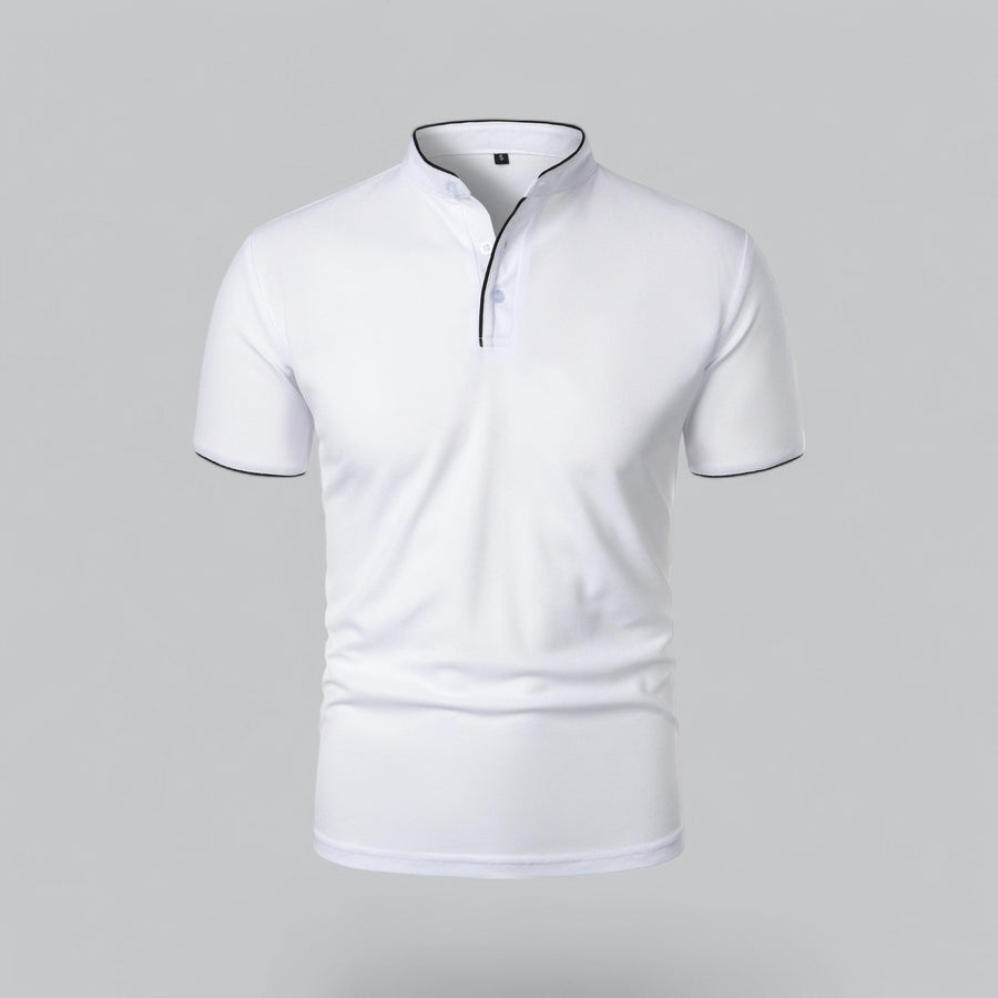 Brennan | Men's Mandarin Collar Short Sleeve Polo Shirt