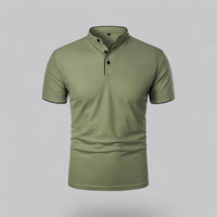 Brennan | Men's Mandarin Collar Short Sleeve Polo Shirt