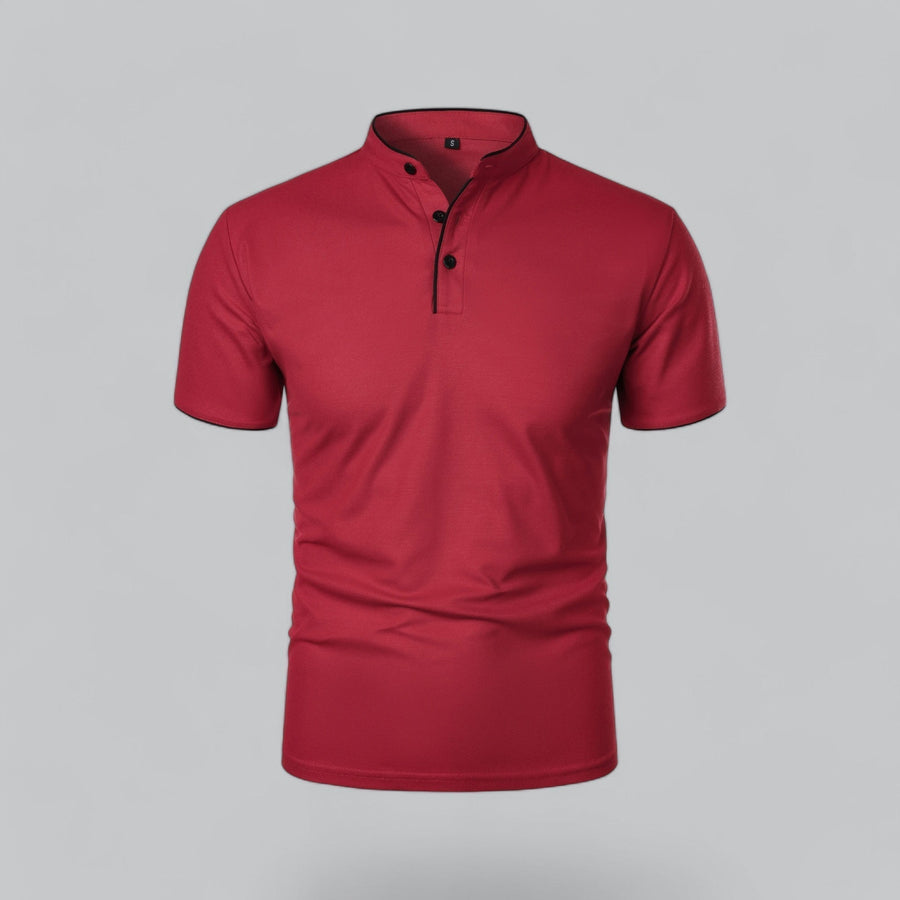 Brennan | Men's Mandarin Collar Short Sleeve Polo Shirt