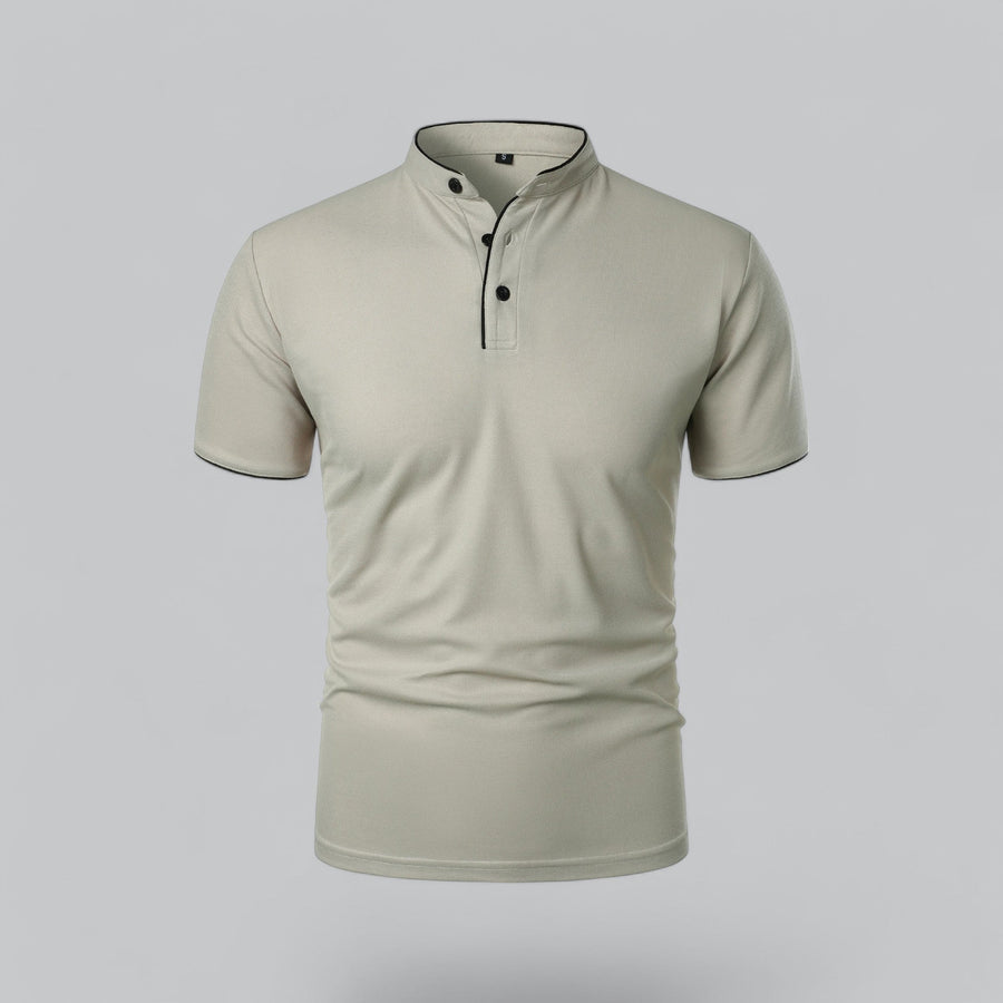 Brennan | Men's Mandarin Collar Short Sleeve Polo Shirt