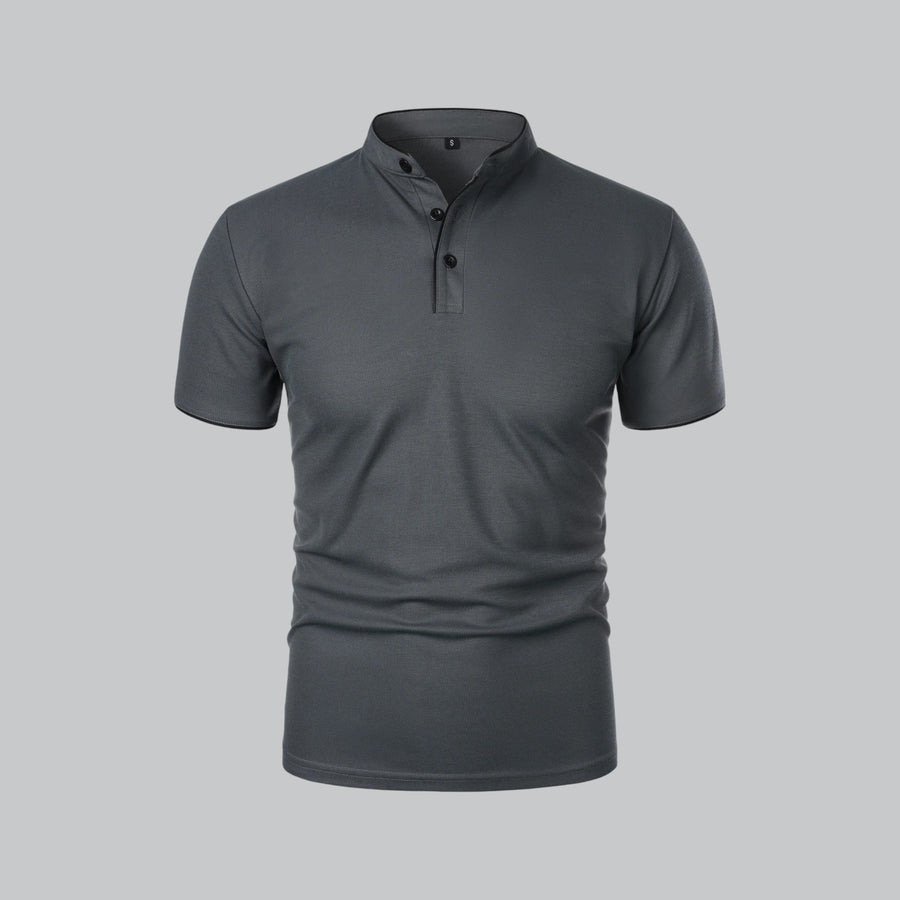 Brennan | Men's Mandarin Collar Short Sleeve Polo Shirt