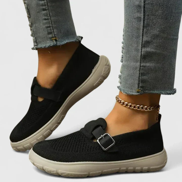 Briana | Women's Buckle Strap Slip-On Sneakers