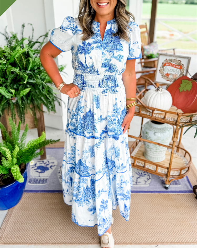 Brianna | Women's Printed Tiered Maxi Dress
