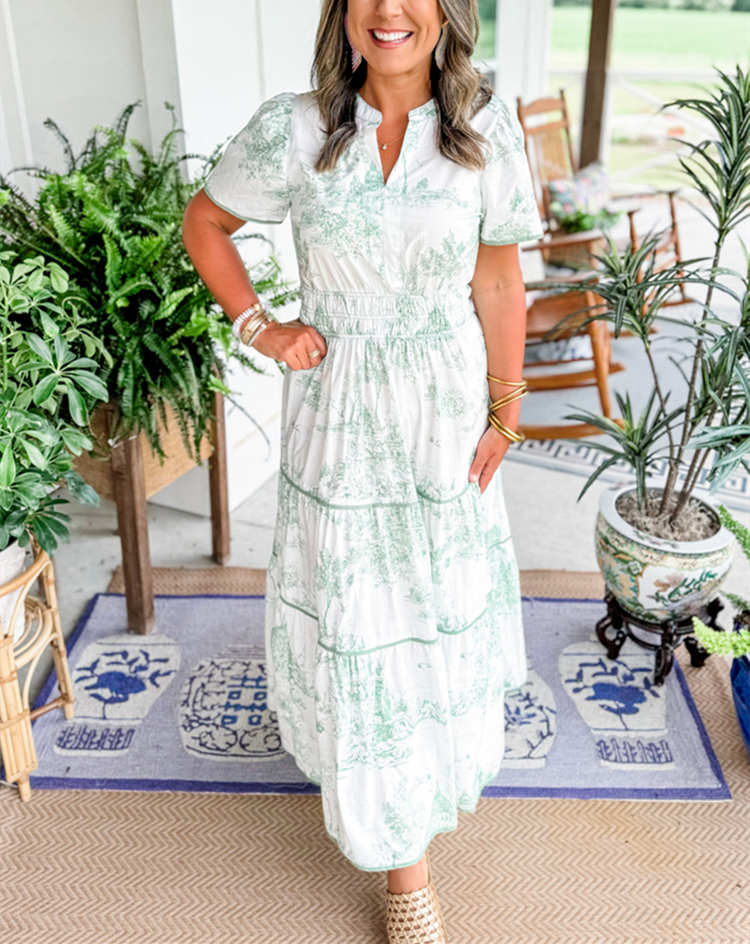 Brianna | Women's Printed Tiered Maxi Dress