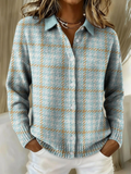 Brigid | Women's Plaid Collared Long Sleeve Cardigan