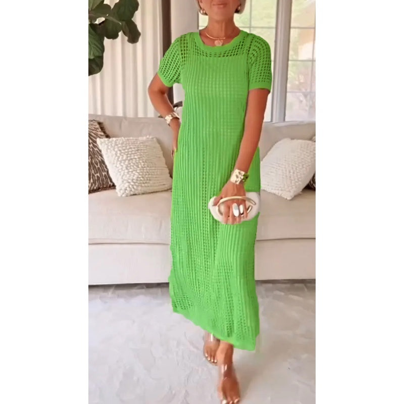 Briony | Women's Crochet Hollow Out Short Sleeve Maxi Dress