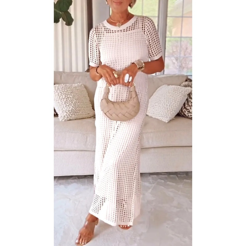 Briony | Women's Crochet Hollow Out Short Sleeve Maxi Dress