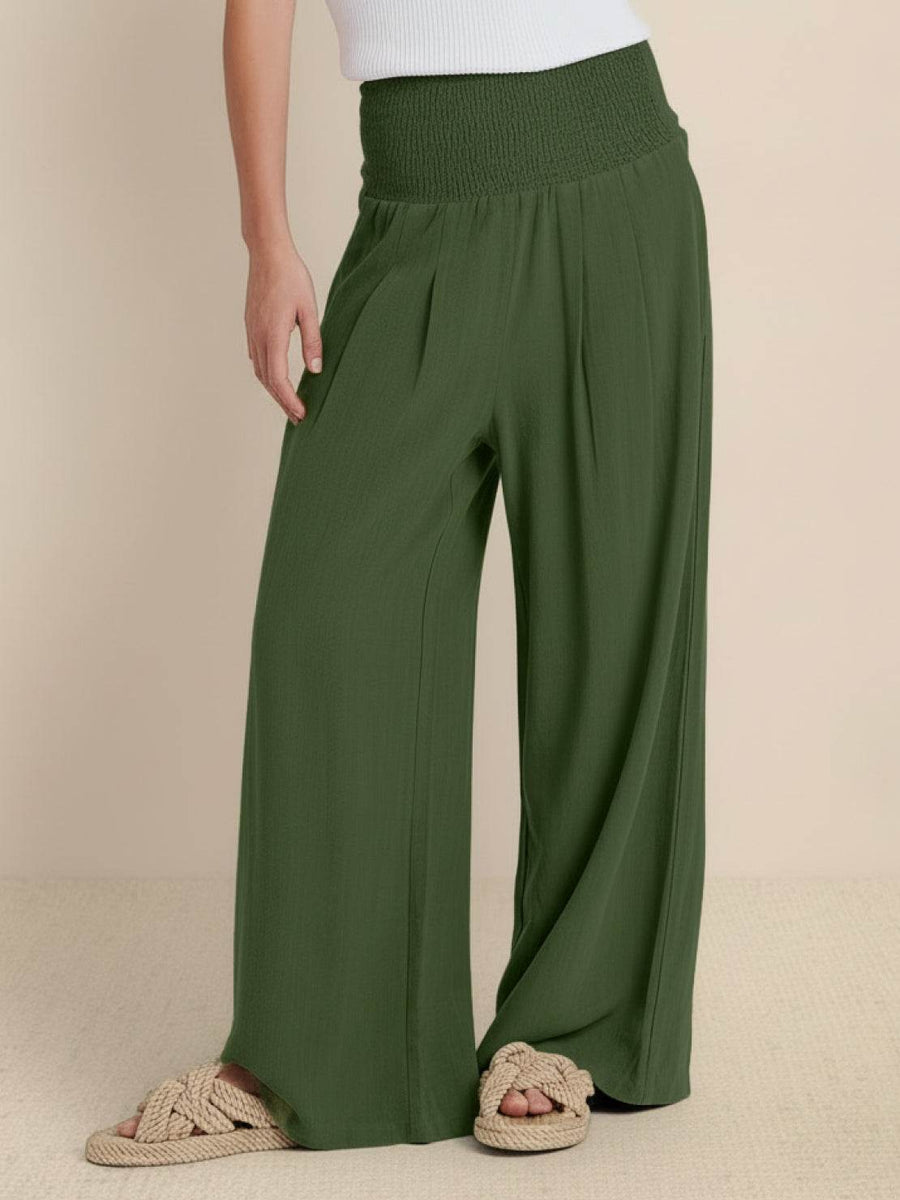 Briony | Women's Smocked Waist Wide Leg Pants