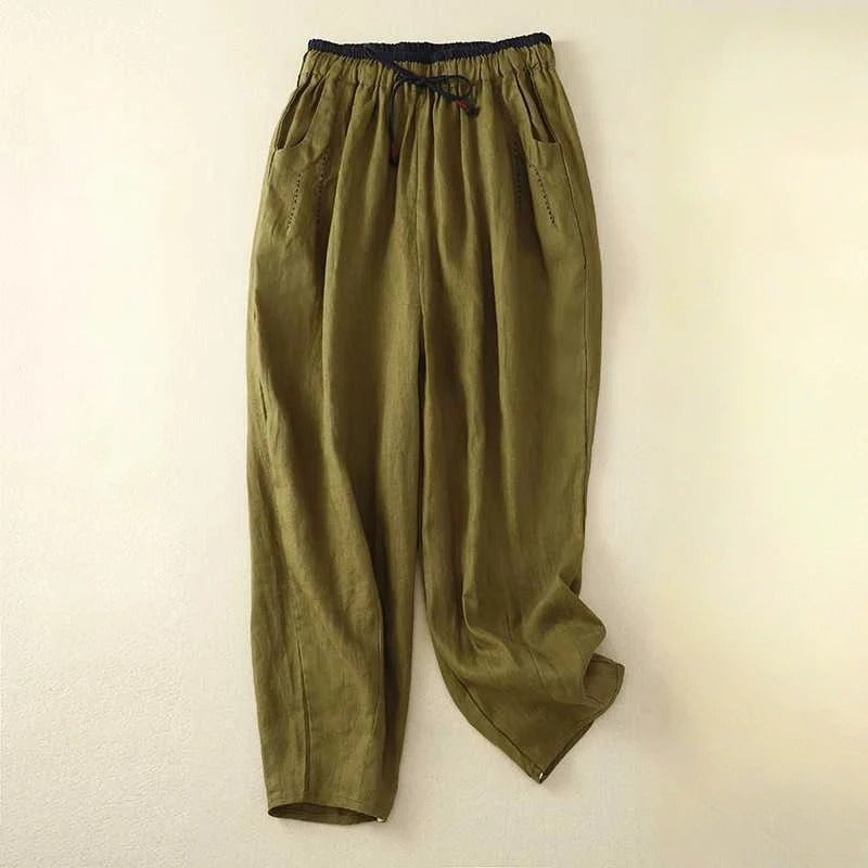 Bronwen | Women's White Drawstring Relaxed Pants