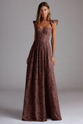 Brown Denisse Mocha Coco Corset Maxi Dress