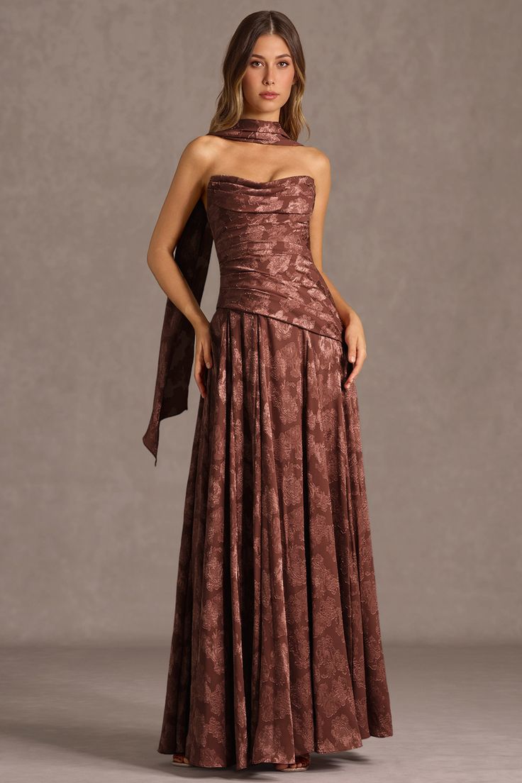Brown Gabriela Mocha Coco Maxi Dress