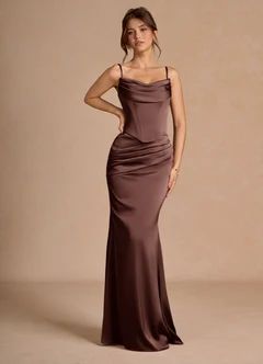 Brown Sorrel Mocha Coco Corset Two Piece Sets Dress