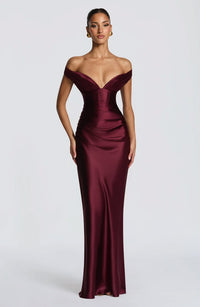 Burgundy Aurelia Maxi Dress Cherry Lacquer